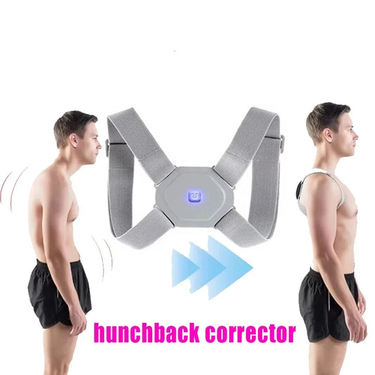 Side view showing instant posture improvement before and after using the smart sensor brace.
