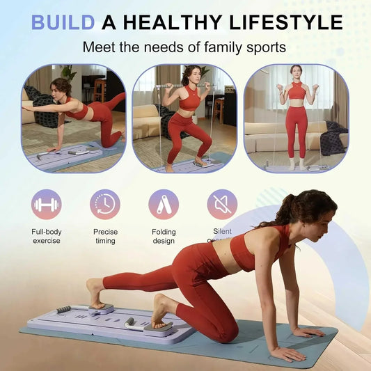 Woman performing core strengthening exercises on a pilates reformer for a healthy lifestyle.