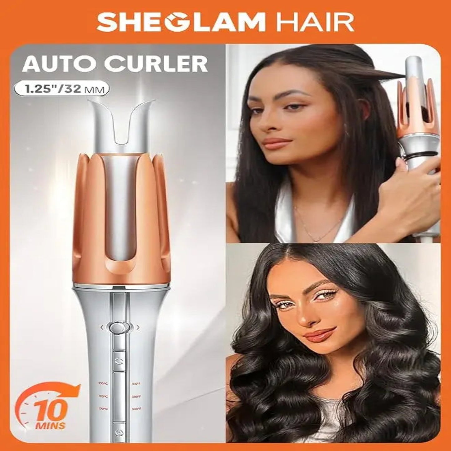 Professional thirty two millimeter automatic hair curler for bouncy salon style waves.