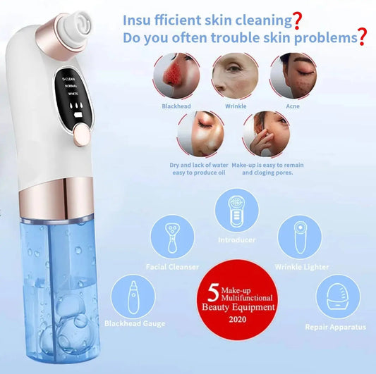 Hydro facial device treating skin problems like blackheads, acne, and wrinkles effectively