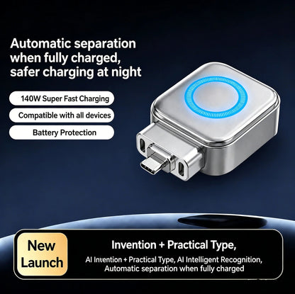 140W fast charger with AI intelligent recognition and automatic power-off safety protection.