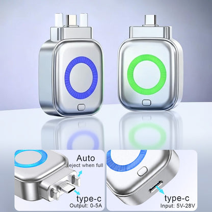 Dual USB-C smart charger with auto-eject feature for safe fast device charging.