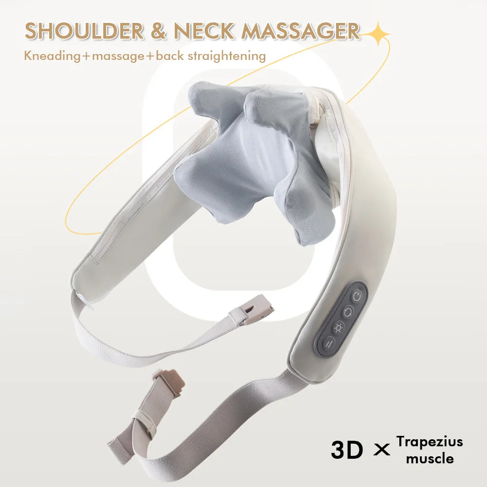 Technical blueprint showing advanced kneading nodes designed for precise cervical spine muscle alignment.