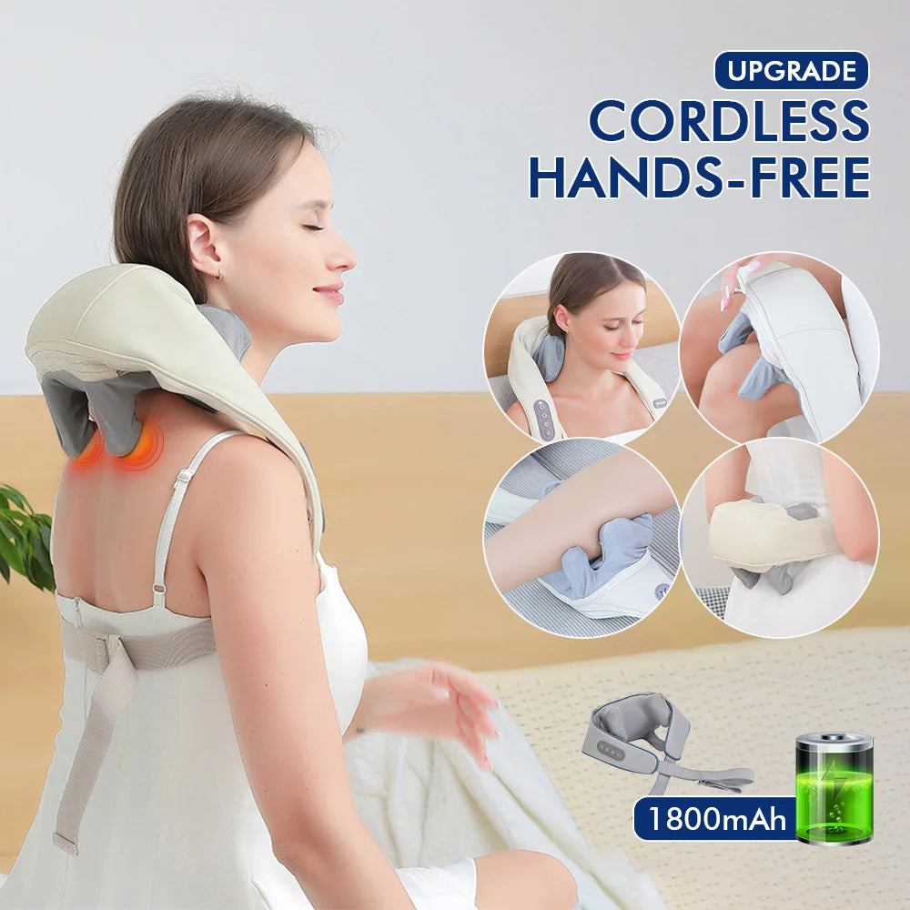 Innovative hands free cordless design allows comfortable muscle relaxation while performing daily tasks.