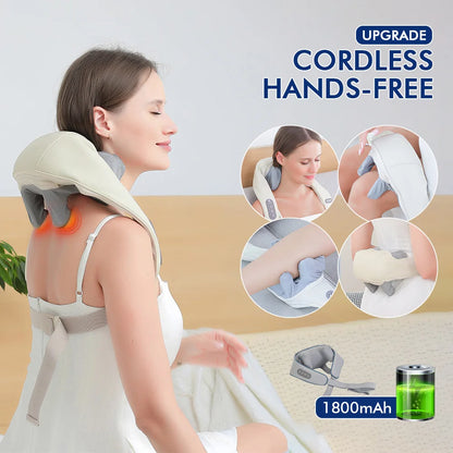 Innovative hands free cordless design allows comfortable muscle relaxation while performing daily tasks.