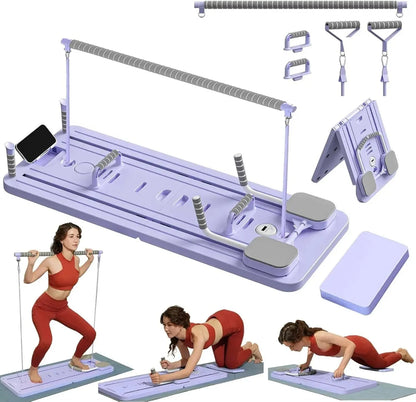 Technical view of the sturdy frame and spring system of the professional pilates machine.