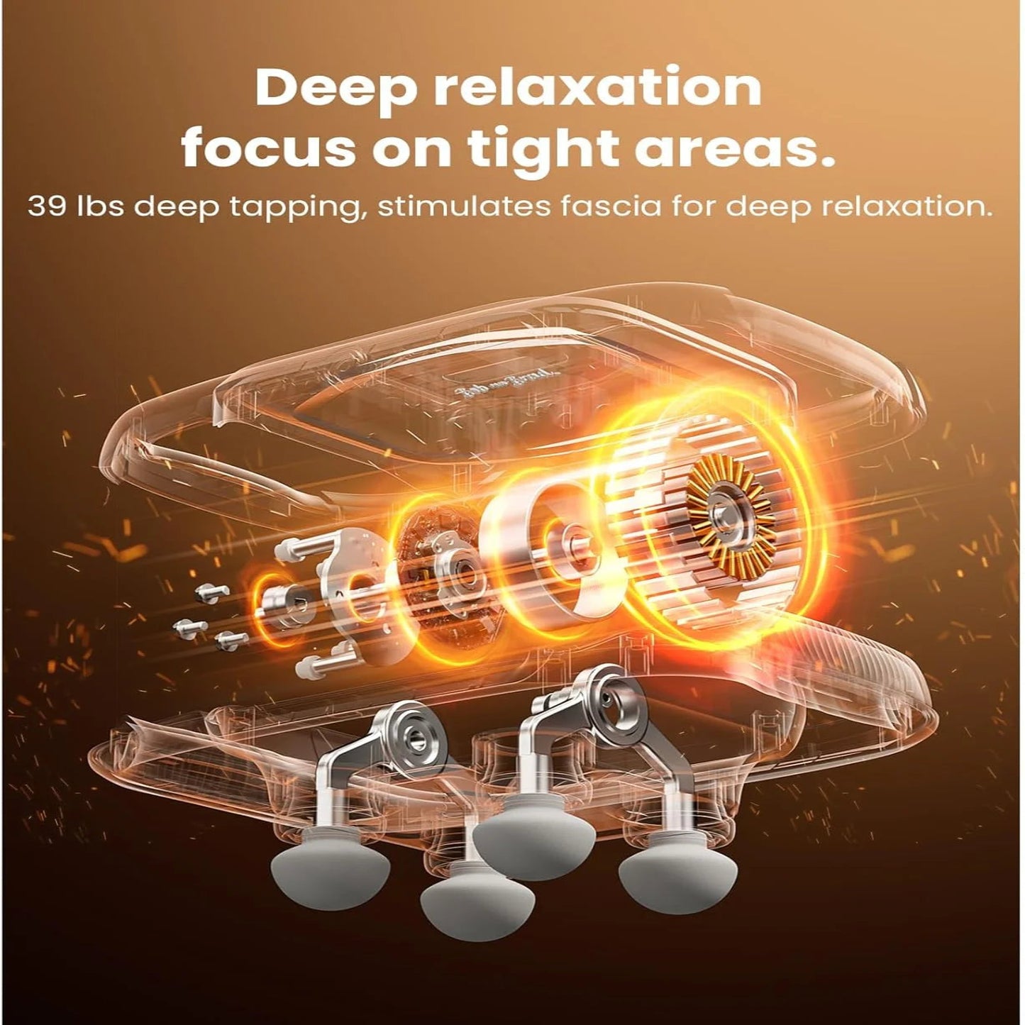 Internal view of powerful high torque motor for deep tissue percussion massage
