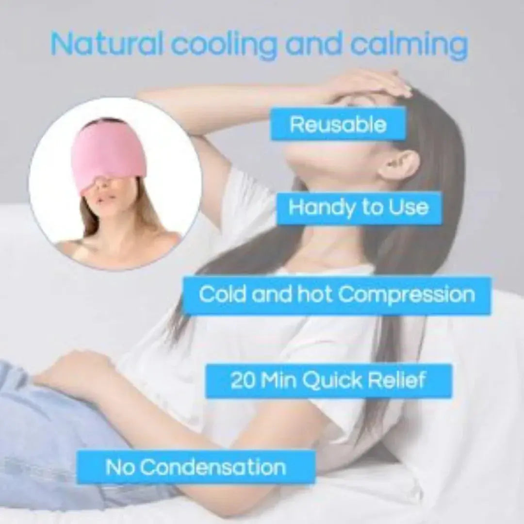 Infographic showing dual hot and cold therapy features of the gel cap.