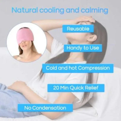 Infographic showing dual hot and cold therapy features of the gel cap.