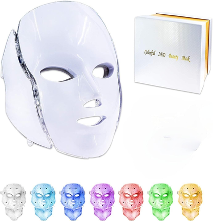 7 Colors LED Facial Mask with Neck LED Light Photon Mask Skin Rejuvenation Anti Acne Beauty Device Face Lifting Firm Massager