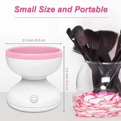 Small and portable electric brush cleaner design for travel and compact vanity storage