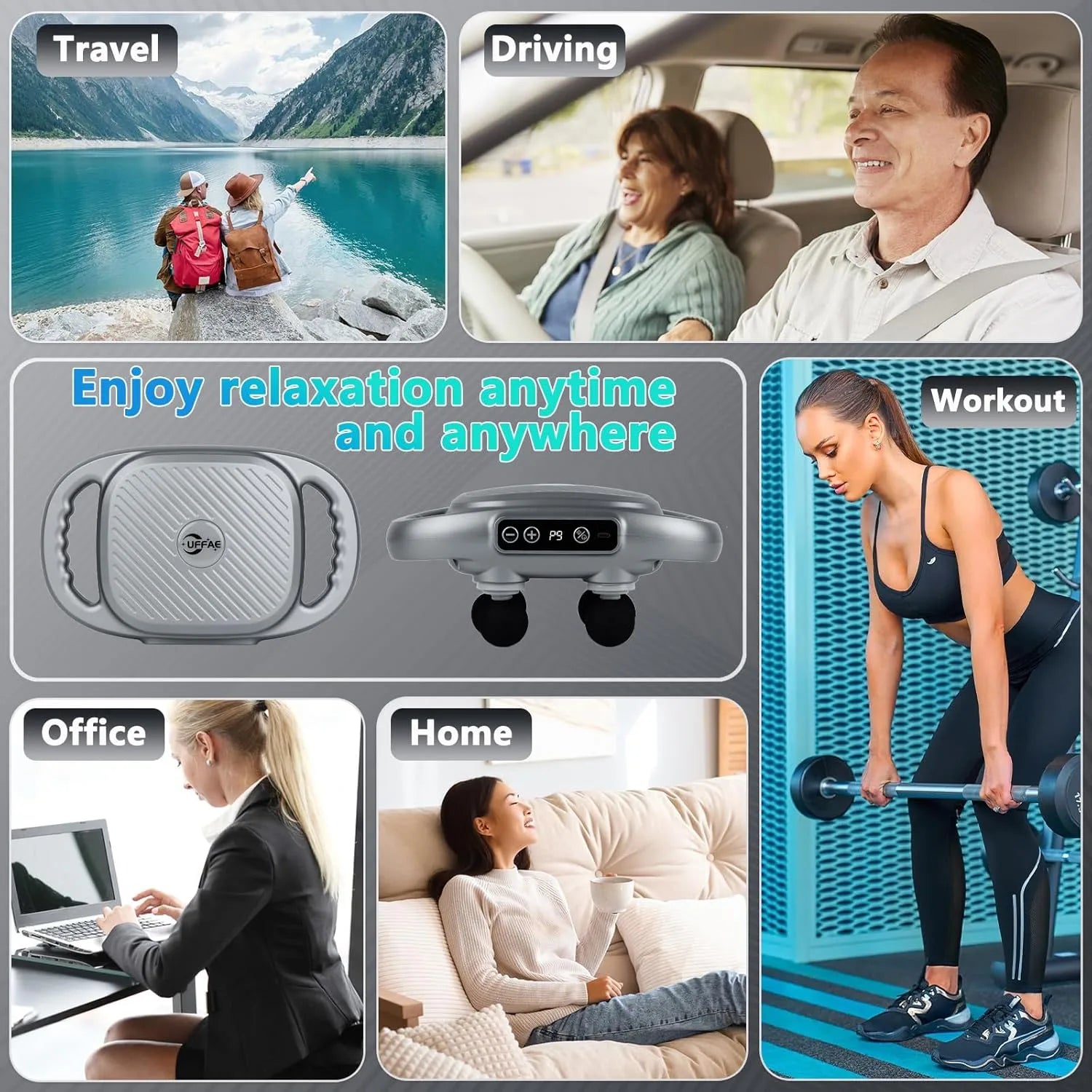 Portable 6-Head body Massager for Relaxation Anytime at Office, Home, and Travel