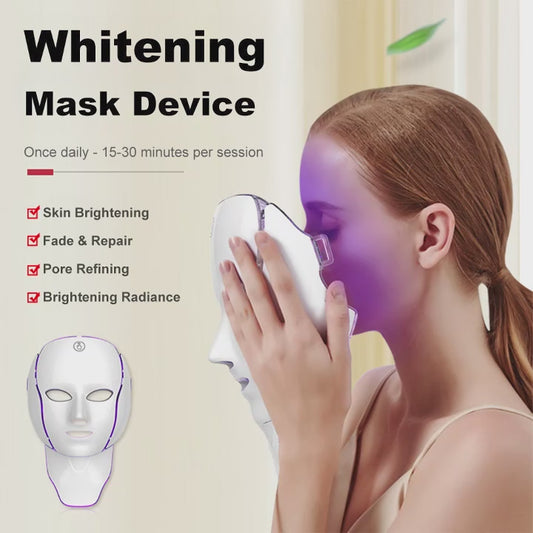 7 Colors LED Facial Mask with Neck LED Light Photon Mask Skin Rejuvenation Anti Acne Beauty Device Face Lifting Firm Massager