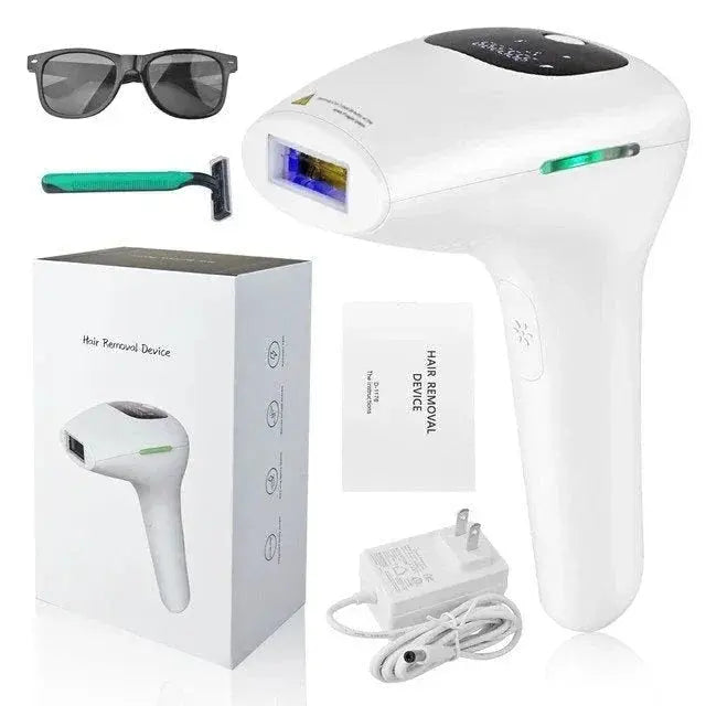  Portable IPL laser hair removal handset for permanent hair reduction on legs and body.