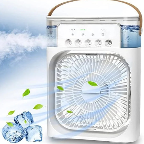 Professional demonstration showing rapid mist cooling technology and colorful integrated ambient night light