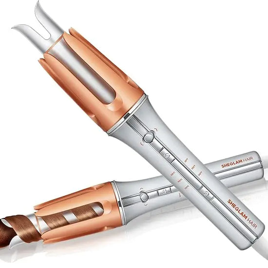 A demonstration of the Automatic Hair Curler showing the one-touch rotation and ceramic heat technology for frizz-free curls.