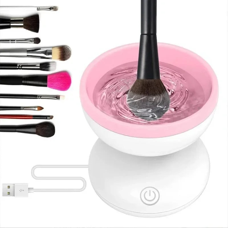 Top view of sonic vibration cleaning bowl showing brushes being sanitized in water