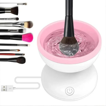 Top view of sonic vibration cleaning bowl showing brushes being sanitized in water