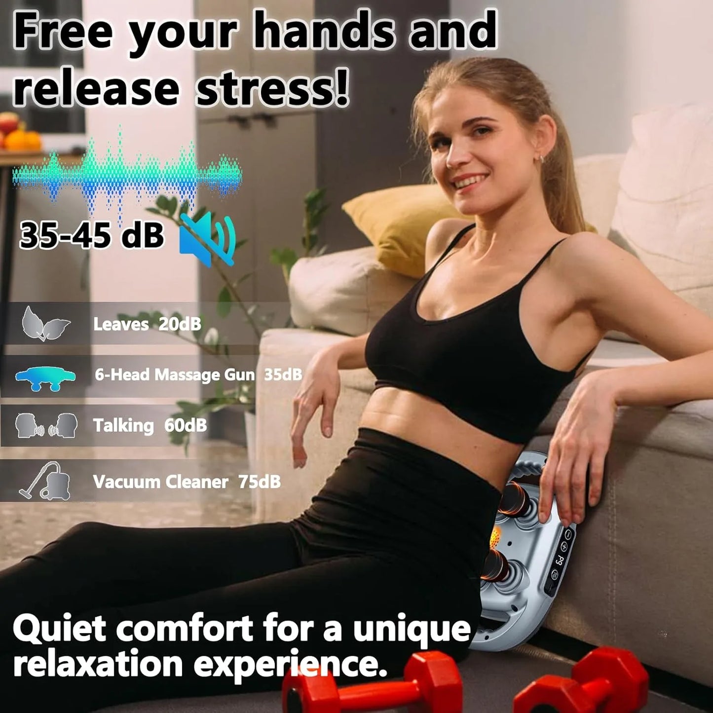 Ultra-Quiet 6-Head body Massager with Low Noise Motor for Stress Relief